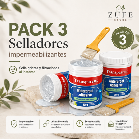 PACK 3 Selladores impermeabilizantes - Sella grietas y filtraciones al instante