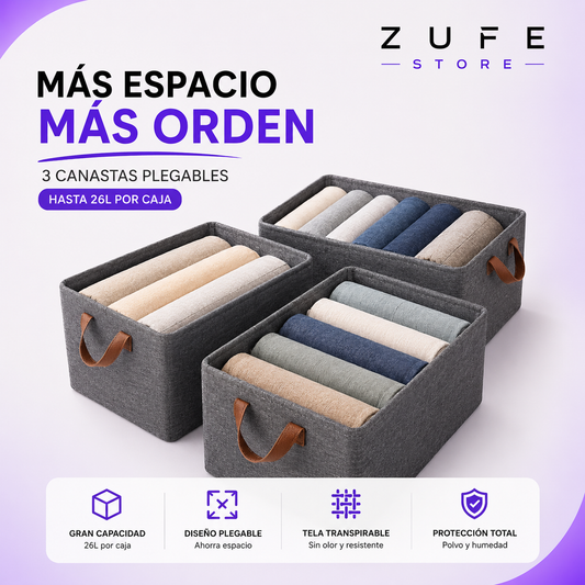Pack 3 Canastas Organizadoras Plegables